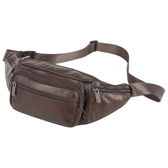 Other - Genuine Leather Fanny Pack/Waist Bag/Organizer , Brown-861 Medium